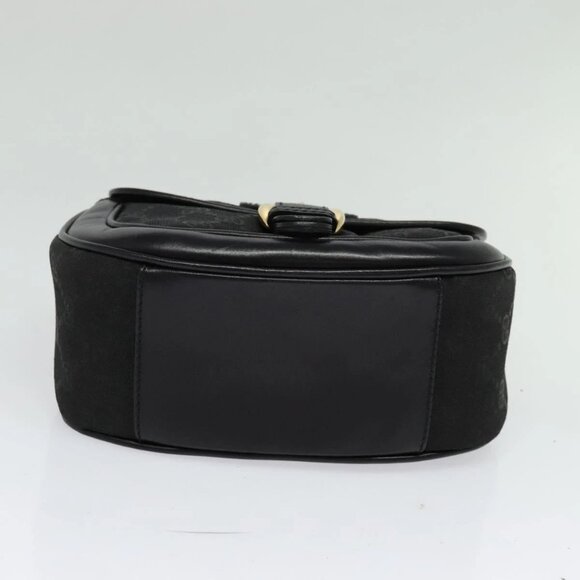 GUCCI GG Canvas Hand Bag 2way Black Gold 000 2058 0321 Auth 133588 - Picture 6 of 16